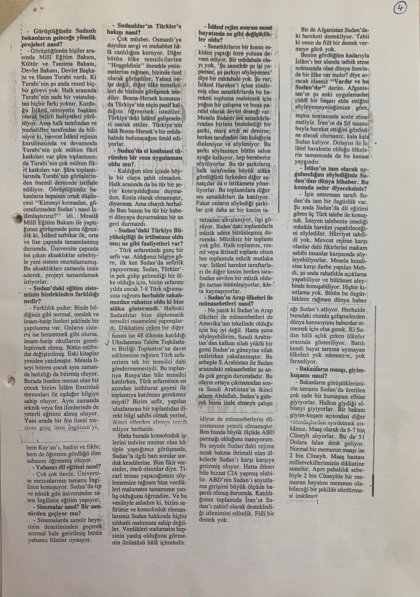 Zaman Gazetesi mülakatı – arşiv sayfası 4
