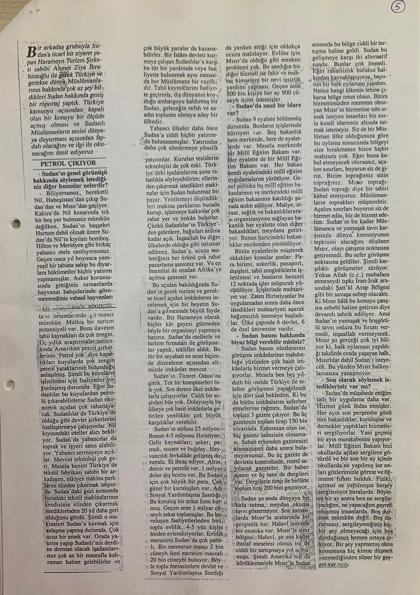 Zaman Gazetesi mülakatı – arşiv sayfası 5